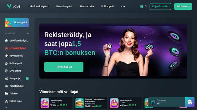 Vave casino screenshot